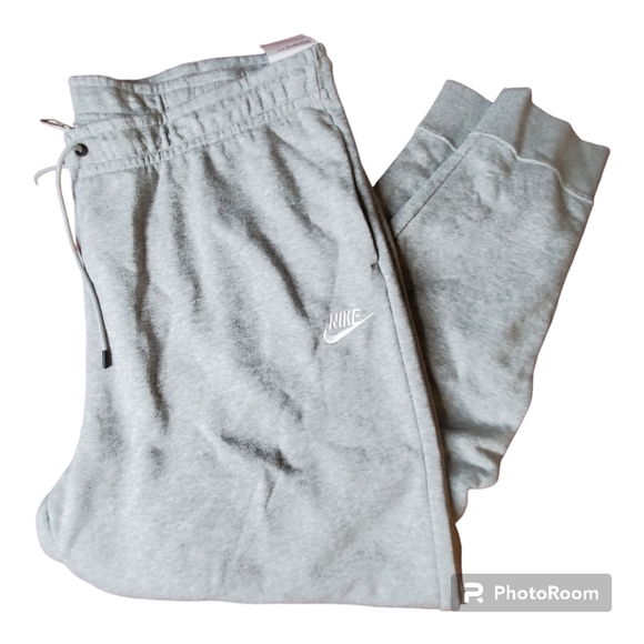 Nike womens sportswear essential fleece gray sweatpants - Picture 3 of 7